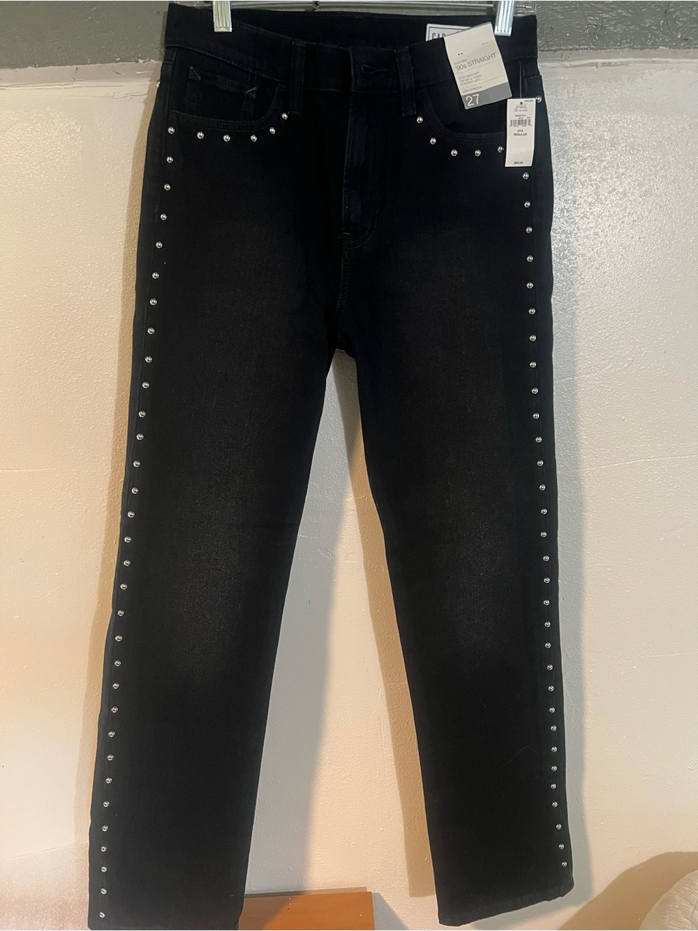 GAP Black Straight-Leg Jeans with Silver Stud Trim size 27